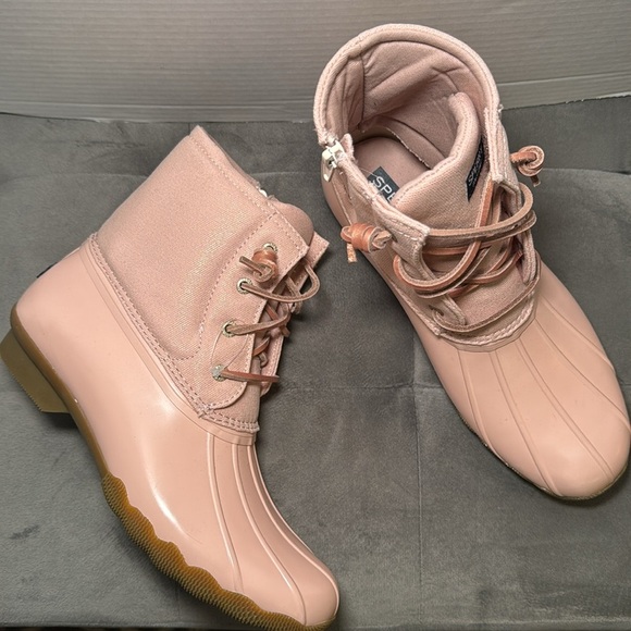 NWOT Sperry Kids Saltwater Rain Boots Blush Pink Size 6 - Picture 3 of 13